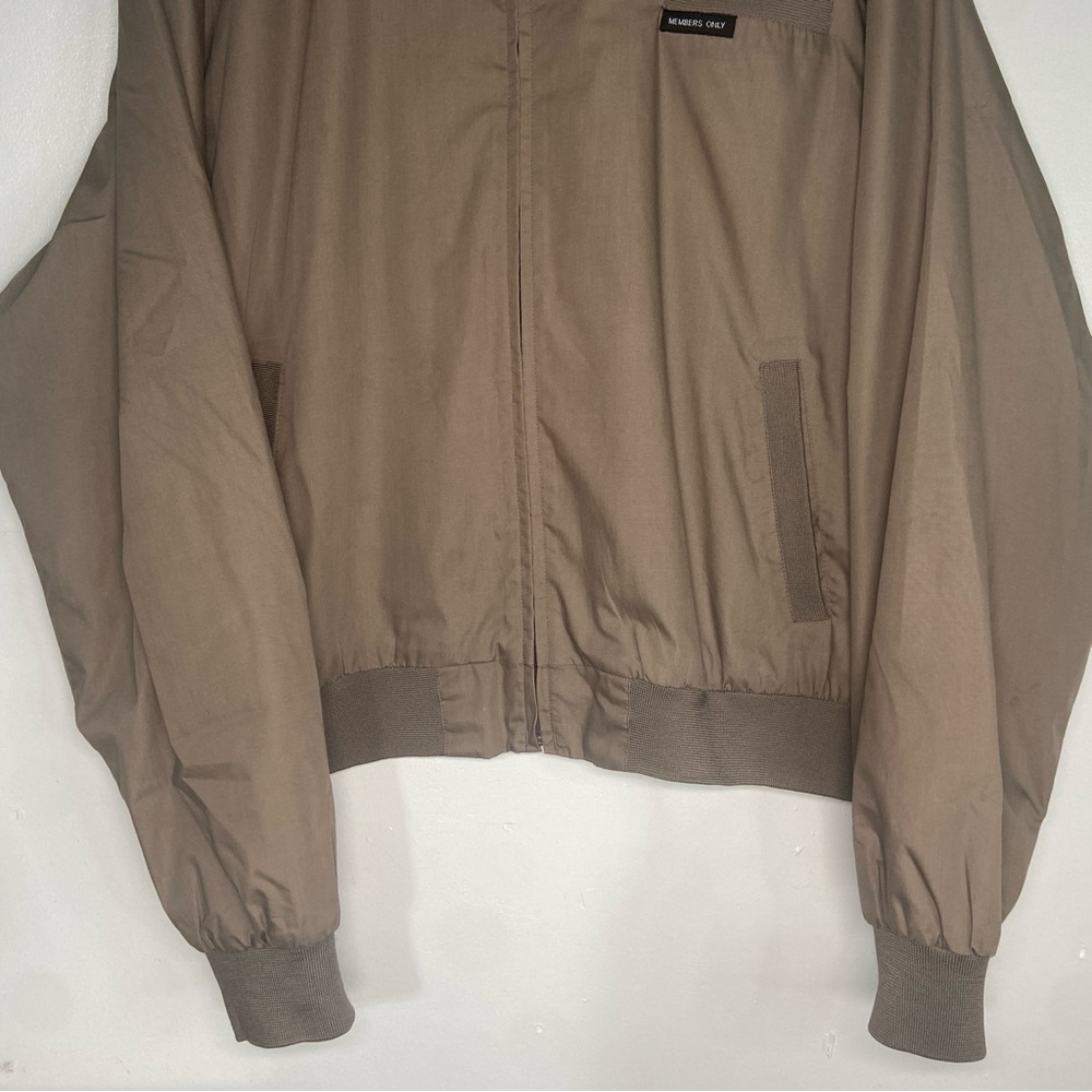 Vintage Members Only Racer Jacket Mens XXL Khaki Lightweight Zip Up Bomber Coat - Picture 10 of 16